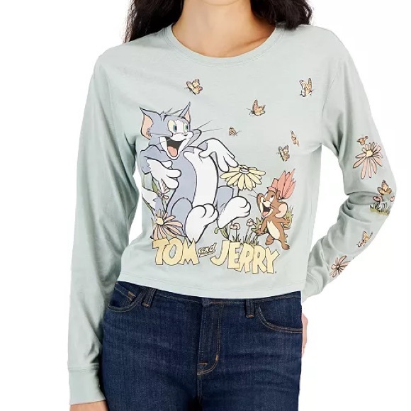 Love Tribe Tops - NWOT Juniors' Tom & Jerry Graphic-Print Long-Sleeve T-Shirt
